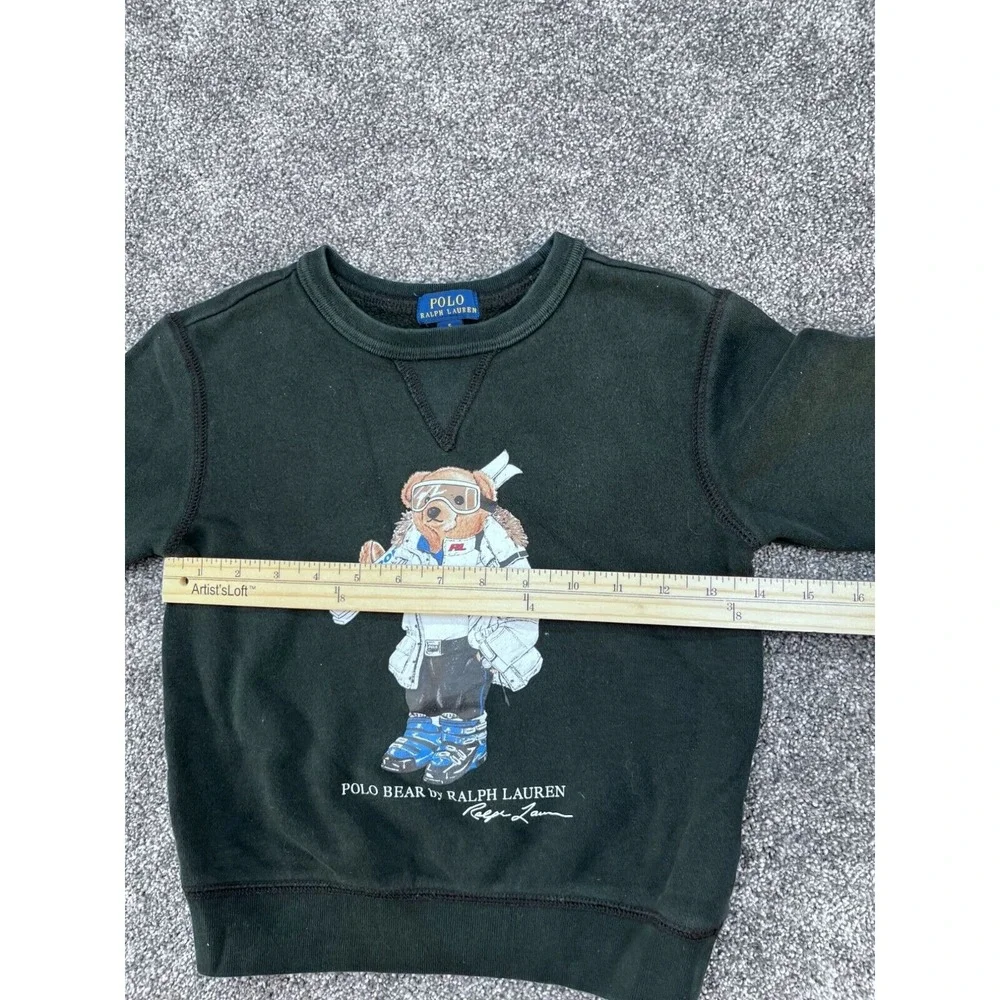 Polo Bear By‎ Ralph Lauren Kids Black Sweatshirt Size 5 Skiing Graphic